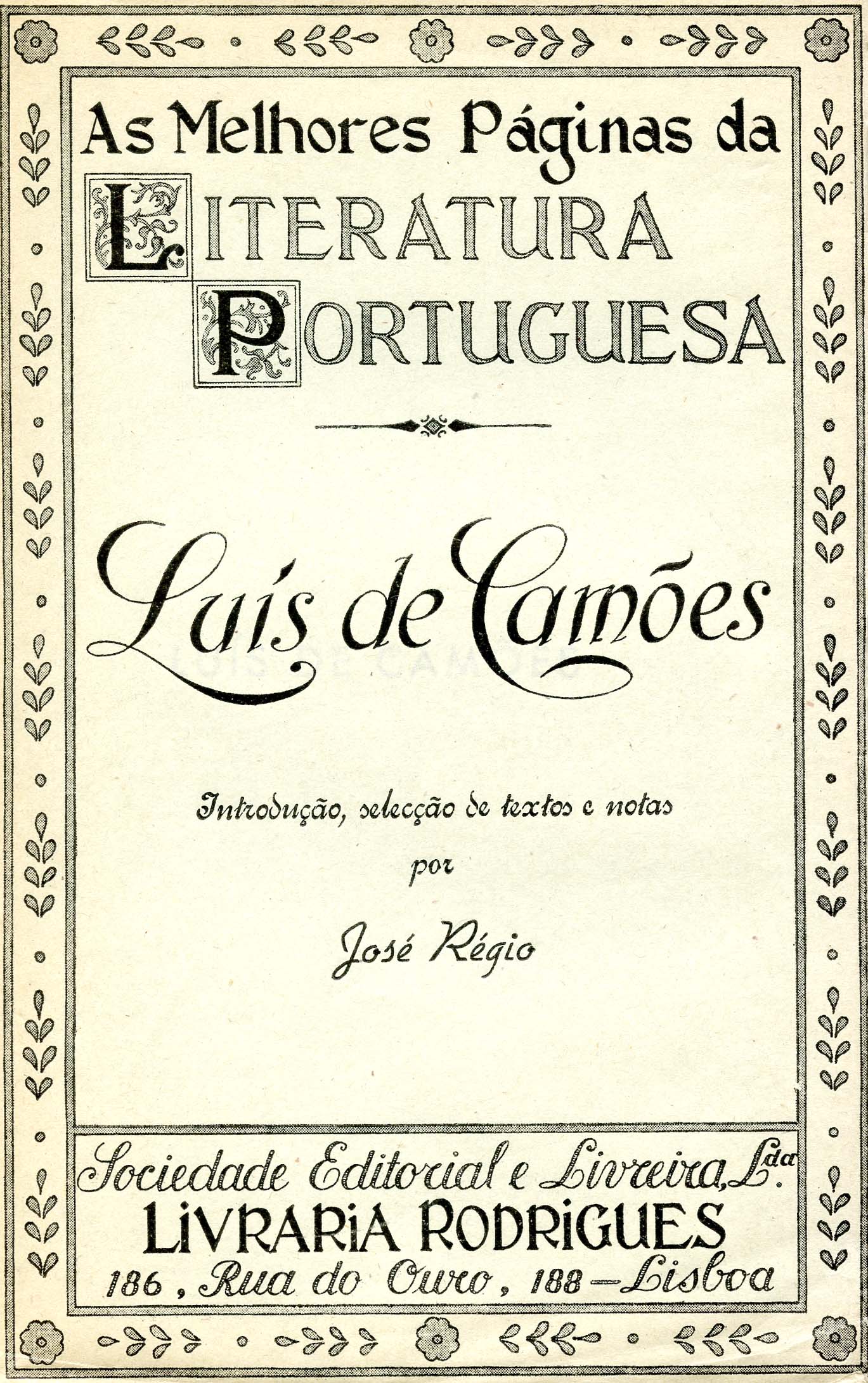 MELHORES PAGINAS DA LITERATURA PORTUGUESA. Luis de Camoes