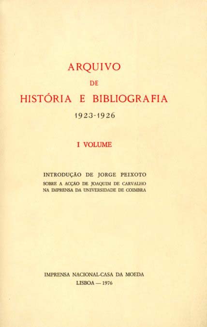 ARQUIVO DE HISTORIA E BIBLIOGRAFIA