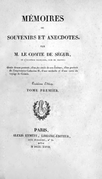 MEMOIRES OU SOUVENIRS ET ANECDOTES