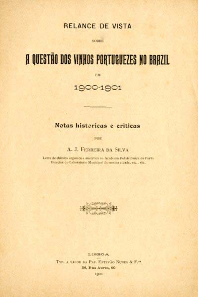 RELANCE DE VISTA SOBRE A QUESTAO DOS VINHOS PORTUGUESES NO BRASIL EM 1900-1901