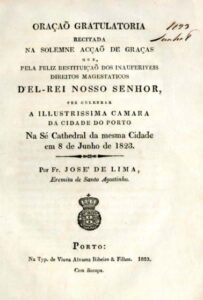 ORAÇAO GRATULATORIA RECITADA NA SOLENE ACÇAO DE GRAÇAS QUE PELA FELIZ RESTITUIÇAO DOS INAUFERIVEIS DIREITOS MAGESTATICOS DE EL REI NOSSO SENHOR