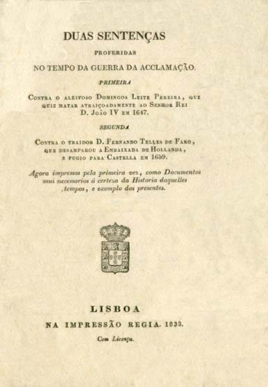 DUAS SENTENÇAS PROFERIDAS NO TEMPO DA GUERRA DA ACLAMAÇAO