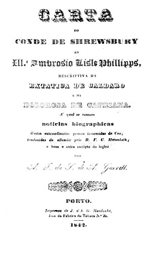 CARTA DO CONDE DE SHREWSBURY AO ILUSTRE AMBROSIO LISLE PHILLIPS