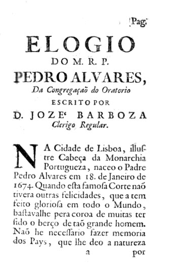 ELOGIO DO M. R. P. PEDRO ALVARES