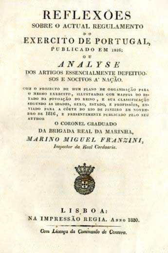 REFLEXOES SOBRE O ACTUAL REGULAMENTO DO EXERCITO DE PORTUGAL PUBLICADO EM 1816