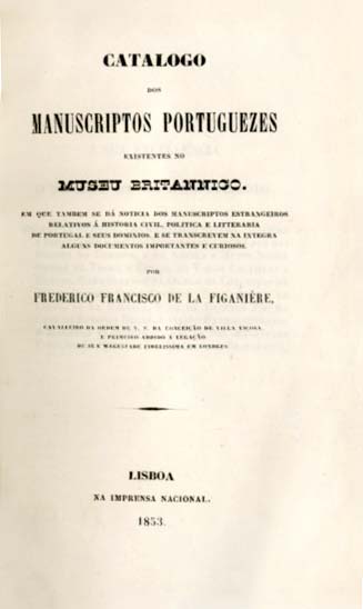 CATALOGO DOS MANUSCRITOS PORTUGUESES EXISTENTES NO MUSEU BRITANICO