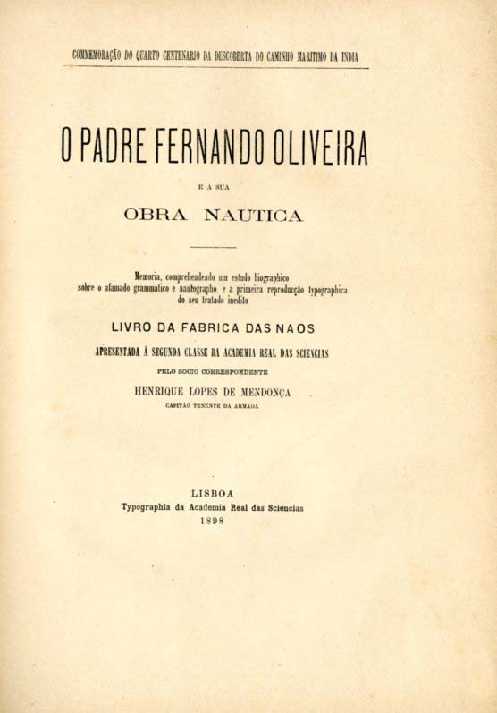 PADRE FERNANDO DE OLIVEIRA E A SUA OBRA NAUTICA