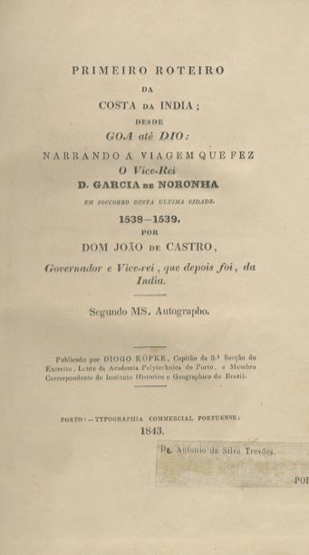 PRIMEIRO ROTEIRO DA COSTA DA INDIA