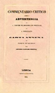 COMENTARIO CRITICO SOBRE A ADVERTENCIA DO QUARTO VOLUME DA HISTORIA DE PORTUGAL