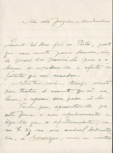 CARTA AUTOGRAFA DIRIGIDA A JOAQUIM MADUREIRA [Braz Burity]