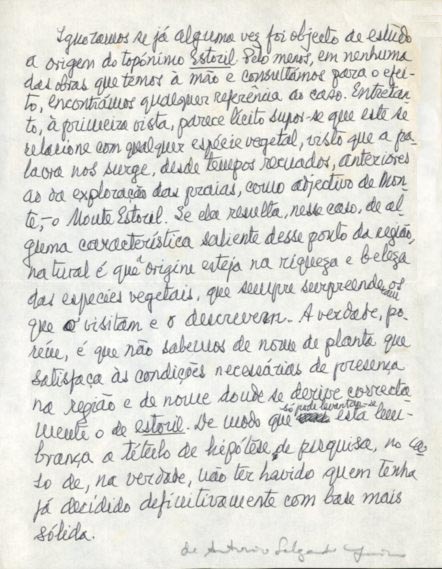MANUSCRITO SOBRE A PALAVRA ESTORIL