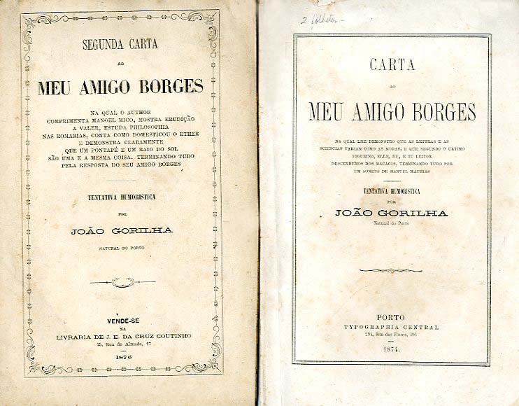 CARTA AO MEU AMIGO BORGES | SEGUNDA CARTA AO MEU AMIGO BORGES