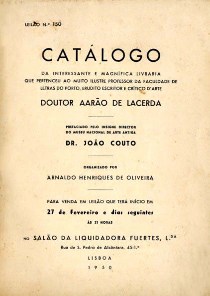 CATALOGO DA LIVRARIA QUE PERTENCEU AO ILUSTRE PROFESSOR DOUTOR AARAO DE LACERDA