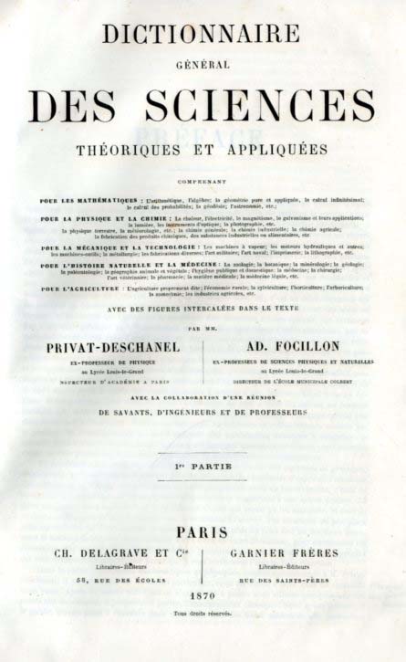 DICTIONNAIRE GENERAL DES SCIENCES THEORIQUES ET APPLIQUEES