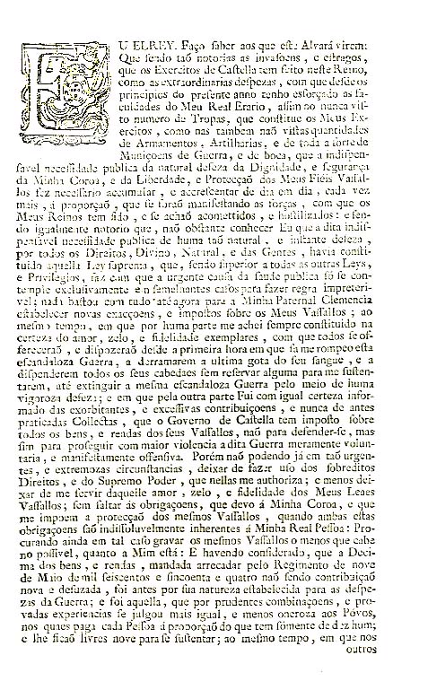 Alvara porque Vossa Magestade ha por bem mandar estabelecer a cobrança da Decima