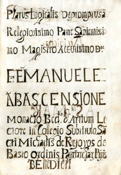 PHARUS LOGICALIS DE PROMPTUA A RELIGIOSISSIMO PATRE SAPIENTISSIMO MAGISTRO ACCUTISSIMO