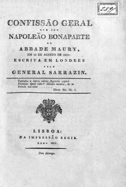 CONFISSAO GERAL QUE FEZ NAPOLEAO BONAPARTE AO ABBADE MAURY