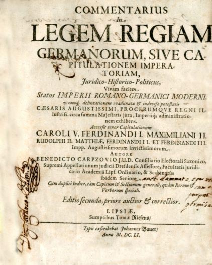 COMMENTARIUS In LEGEM REGIAM GERMANORUM