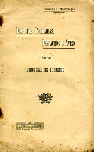 DECRETOS PORTARIAS DESPACHOS E AVISO SOBRE CONCESSÃO DE TERRENOS