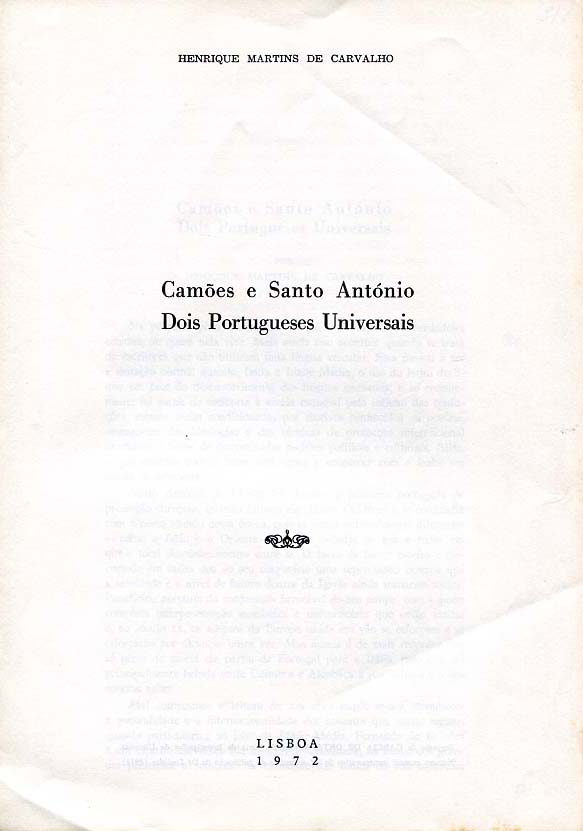CAMOES E SANTO ANTONIO DOIS PORTUGUESES UNIVERSAIS