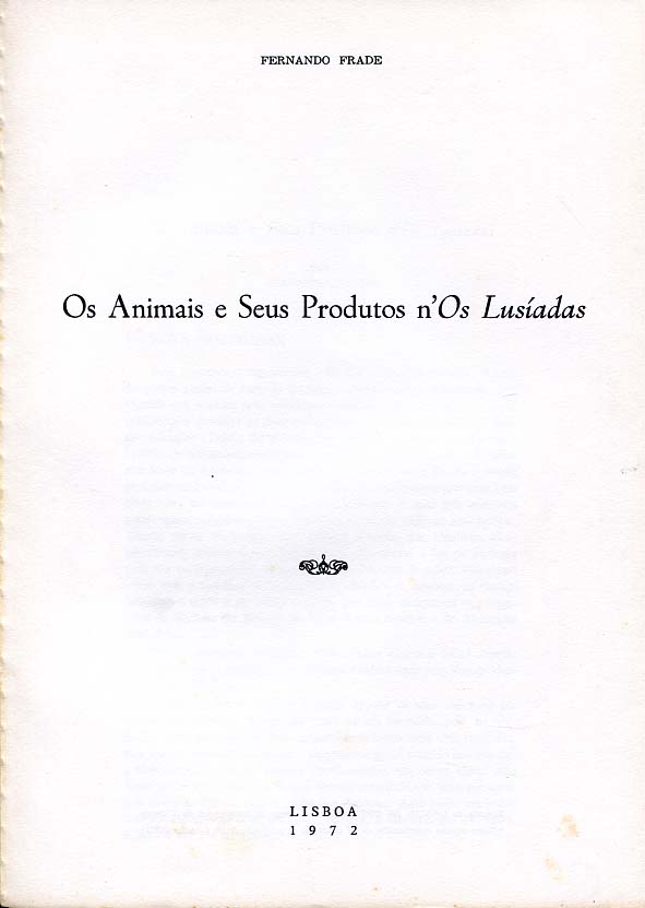 ANIMAIS E SEUS PRODUTOS NOS LUSIADAS