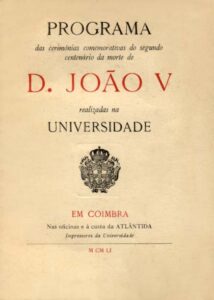 PROGRAMA DAS CERIMONIAS COMEMORATIVAS DO SEGUNDO CENTENARIO DA MORTE DE DOM JOAO