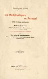 QUELQUES MOTS SUR LES MATHEMATIQUES EN PORTUGAL