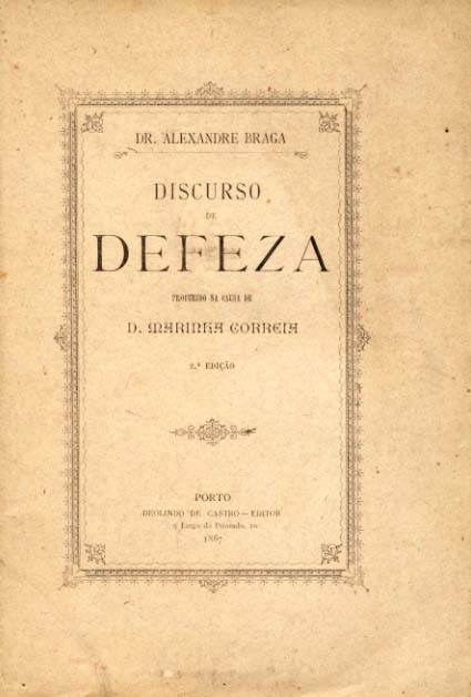 DISCURSO DE DEFESA proferido na causa de D. Marinha Correia em 8 de maio de 1886