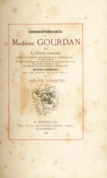 CORRESPONDANCE DE MADAME GOURDAN