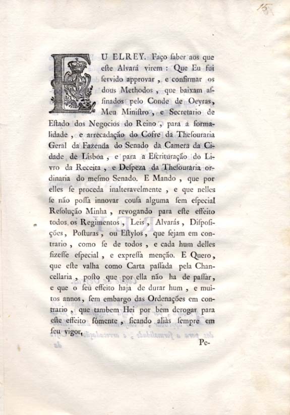 Alvara por que Vossa Magestade e servido aprovar e confirmar os dous Metodos par