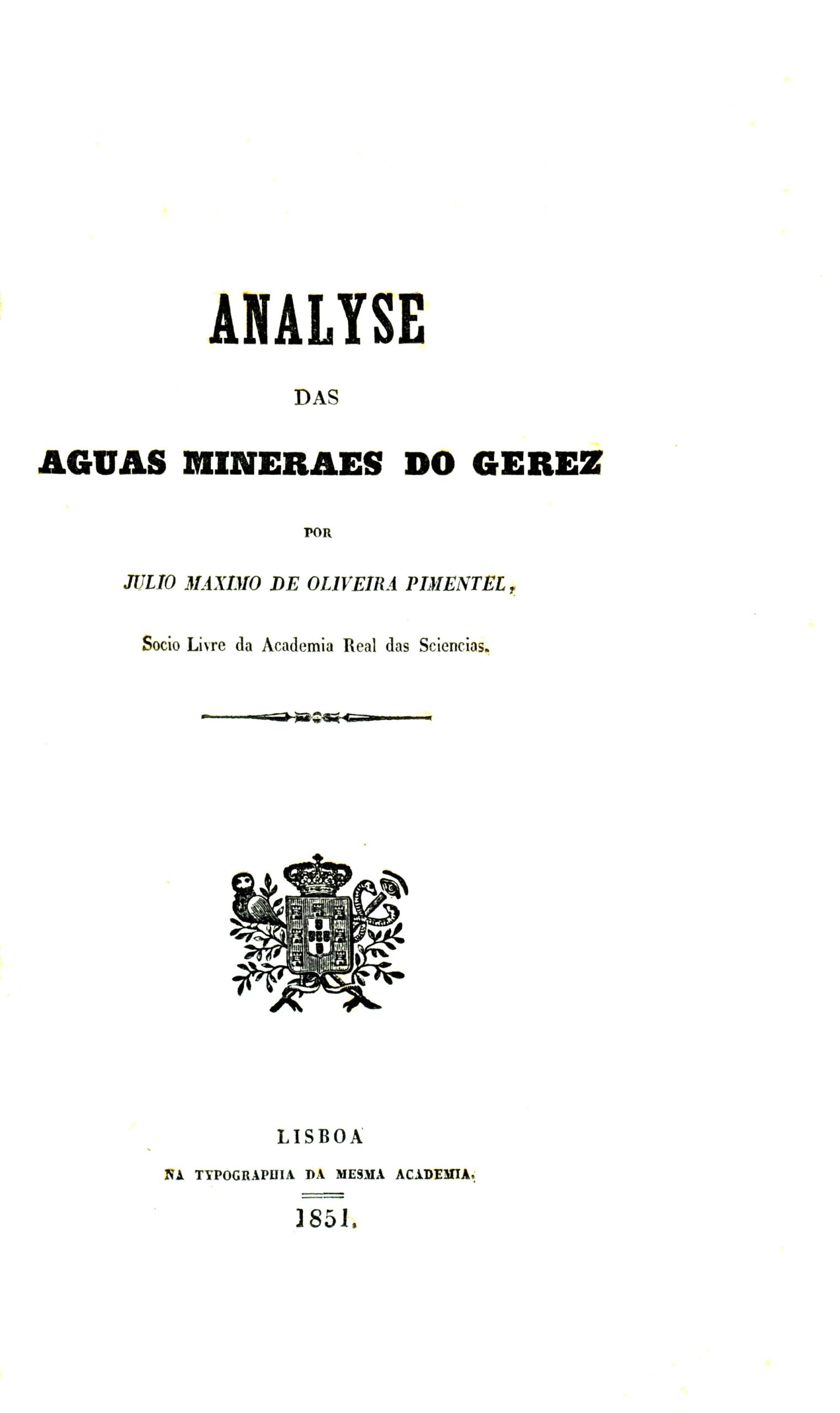 ANALISE DAS AGUAS MINERAIS DO GERES