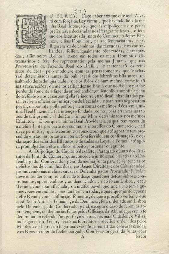 Alvara com força de Lei porque Vossa Magestade ha por bem confirmar e declarar os Paragarfo sexto e setimo dos Estatutos da Junta do Comercio