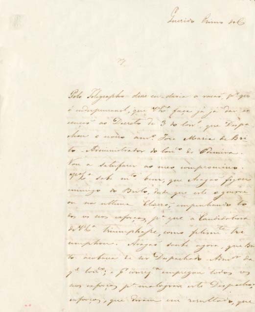 CARTA DE FRANCISCO DA COSTA CABRAL A SEU IRMAO BERNARDO