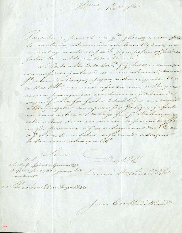 CARTA DATADA: 1846/12/29 (Lisboa)