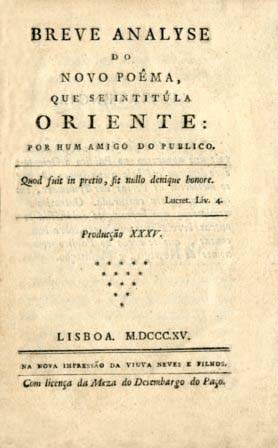 BREVE ANALISE DO NOVO POEMA QUE SE INTITULA ORIENTE