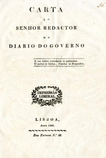 CARTA AO SENHOR REDACTOR DO DIARIO DO GOVERNO