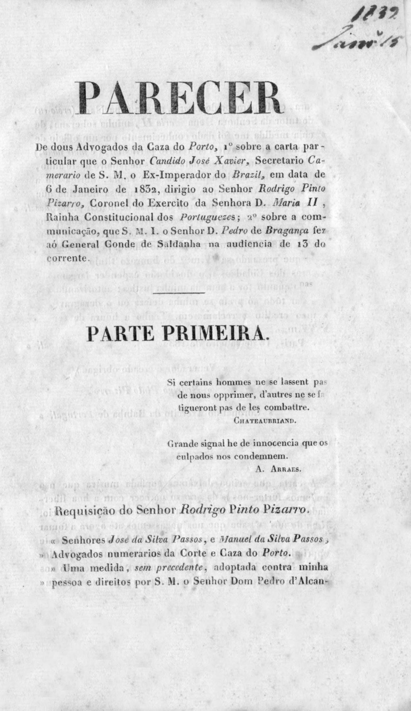 PARECER DE DOIS ADVOGADOS DA CASA DO PORTO