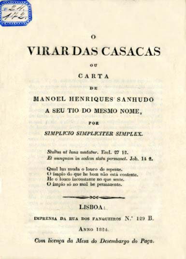 VIRAR DAS CASACAS OU CARTA DE MANUEL HENRIQUES SANHUDO A SEU TIO DO MESMO NOME