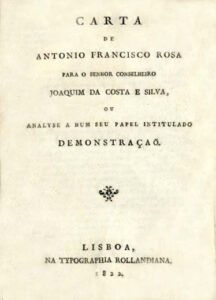 CARTA DE ANTONIO FRANCISCO ROSA PARA O SENHOR CONSELHEIRO JOAQUIM DA COSTA E SILVA OU ANALISE A UM SEU PAPEL INTITULADO DEMONSTRAÇAO