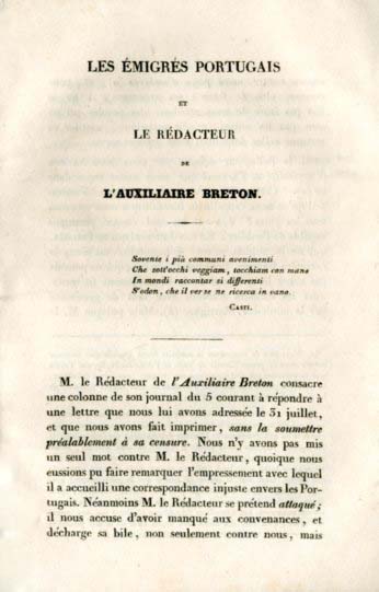 EMIGRES PORTUGAIS ET LE REDACTEUR DE L’ AUXILIAIRE BRETON