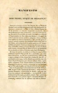 MANIFESTO DE DOM PEDRO DUQUE DE BRAGANÇA