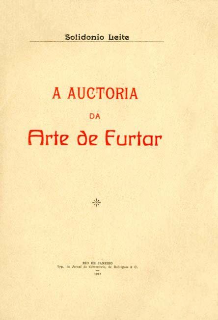 AUTORIA DA ARTE DE FURTAR
