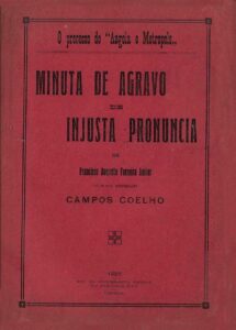 PROCESSO DO ANGOLA E METROPOLE. MINUTA DE AGRAVO DE INJUSTA PRONUNCIA DE FRANCISCO AUGUSTO FERREIRA JUNIOR