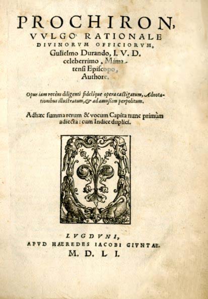 PROCHIRON VULGO RATIONALE DIVINORUM OFFICIORUM