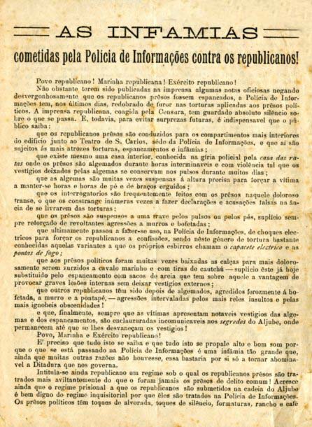INFAMIAS COMETIDAS PELA POLICIA DE INFORMAÇOES CONTRA OS REPUBLICANOS
