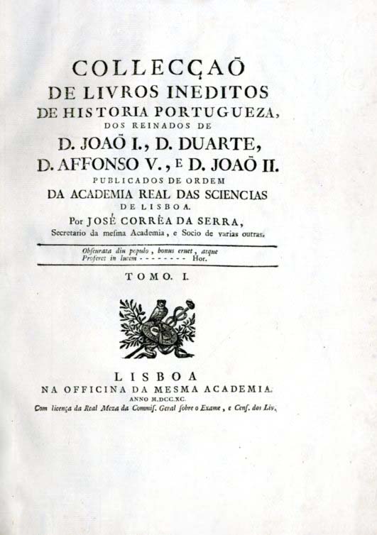 COLECÇAO DE LIVROS INEDITOS DE HISTORIA PORTUGUESA DOS REINADOS DE DOM JOAO 1º D
