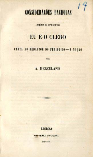 CONSIDERAÇOES PACIFICAS SOBRE O OPUSCULO EU E O CLERO