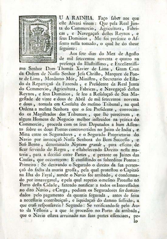 Alvara pelo qual Vossa Magestade ha por bem roborar e firmar o Assento que na R