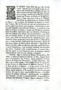 Alvara por que Vossa Magestade pelos motivos nele declarados Ordena que os Portos da Bahia Pernambuco Paraiba e