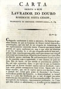 CARTA ESCRITA A UM LAVRADOR DO DOURO RESIDENTE NESTA CIDADE | CARTA ESCRITA AO SECRETARIO DO SOBERANO CONGRESSO O ILUSTRISSIMO E EXCELENTISSIMO SENHOR JOAO BAPTISTA FELGUEIRAS